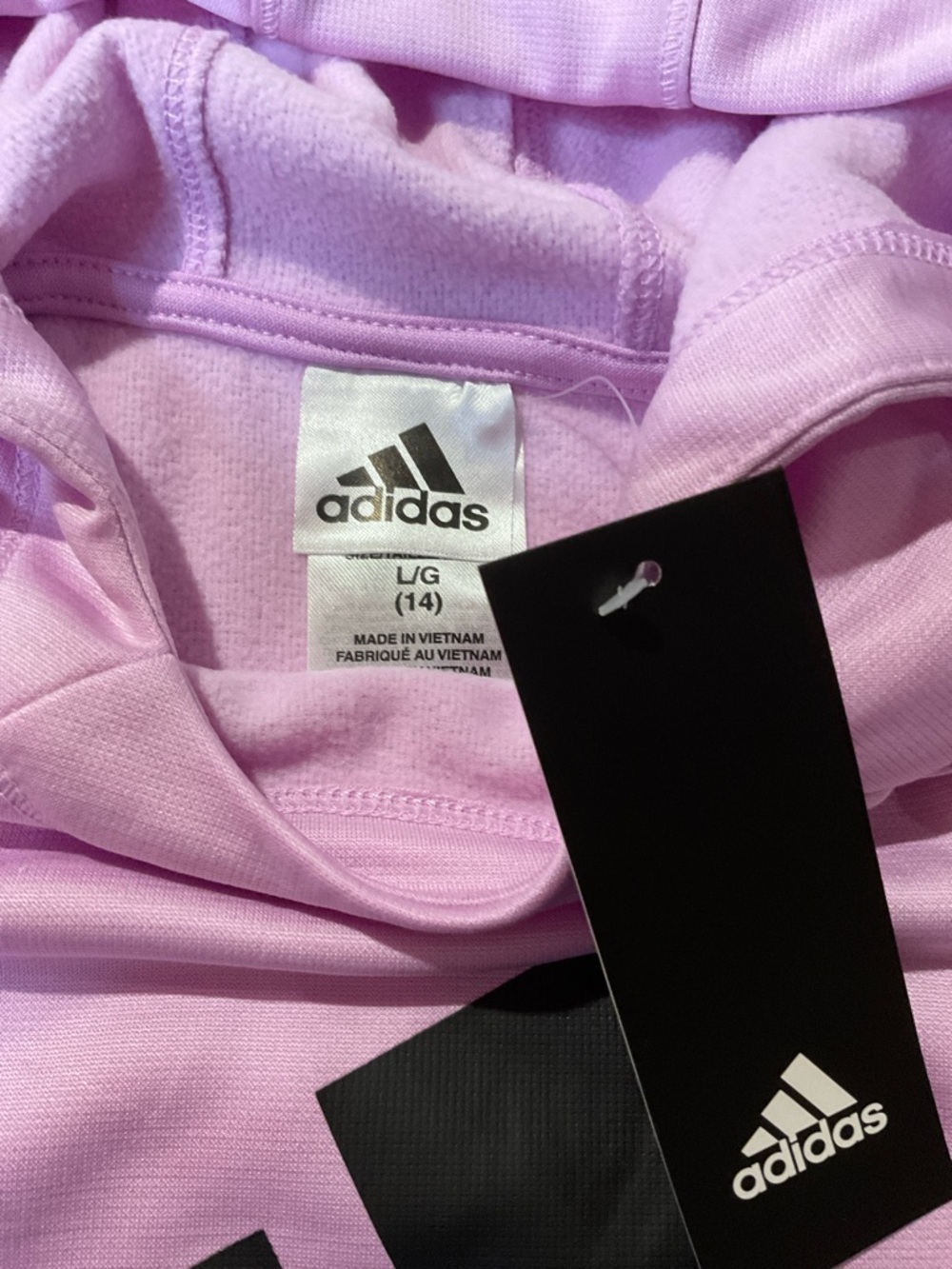 adidas Girls Lilac Pullover Hoodie with Black Logo. NWT Size 14/Large - Picture 4 of 8
